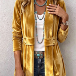 Holliwell™ | Vintage Lapel Button-Accent Long Sleeve Open Front Jacket