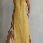 Claire | Robe midi en lin à col mao