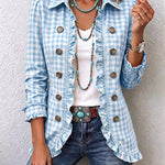 Julia | Gingham Check Jacket with Ruffles and Buttons