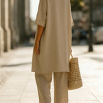 Minimalist Faux Linen-cotton Three-piece Set