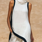 Elegant Irregular Sleeveless Top and Wide-Leg Pants Two-Piece Set