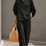 Maribel | Set with Batwing Sleeves and Wide Pants