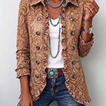 Vyclara™ | Vintage Bohemian Floral Print Ruffled Jacket