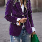 Cléa | Blazer en velours à boutons dorés