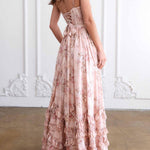 Floral Frill Split Maxi Dress