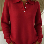 Women's Classic solid-colour turtleneck sweater with button closure