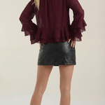 Alma sheer top with mock high neck
