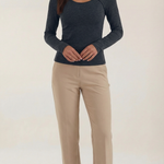 Long-sleeved knit top with Barbara-style slits