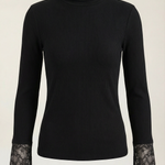 'Beth' turtleneck sweater with textured lace cuffs