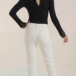 'Beth' turtleneck sweater with textured lace cuffs