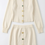 Carrie cardigan and button-up skirt set