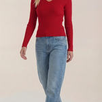 Michelle ribbed V-neck sweater