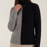 Turtleneck Sweater with Block Design