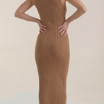 Sonia fitted midi dress with high neck