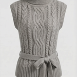 Wendy cable knit vest with high neck