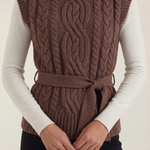 Wendy cable knit vest with high neck