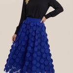 Olga Mesh Midi Skirt with Polka Dot Details