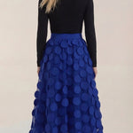 Olga Mesh Midi Skirt with Polka Dot Details