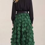 Olga Mesh Midi Skirt with Polka Dot Details