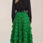 Olga Mesh Midi Skirt with Polka Dot Details