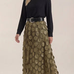 Olga Mesh Midi Skirt with Polka Dot Details