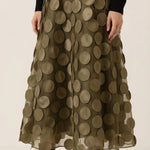 Olga Mesh Midi Skirt with Polka Dot Details