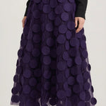 Olga Mesh Midi Skirt with Polka Dot Details