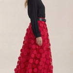 Olga Mesh Midi Skirt with Polka Dot Details