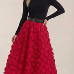 Olga Mesh Midi Skirt with Polka Dot Details