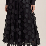 Olga Mesh Midi Skirt with Polka Dot Details