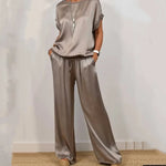 Women's Flowing Blouse & Wide Leg Trouser Set