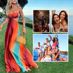 Women's Sunset Print Cutout Maxi Dress