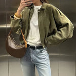 Women's Suede Look Zip Pilot Jacket