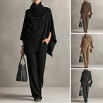Women's Cowl Neck Cape & Wide Leg Trouser Set