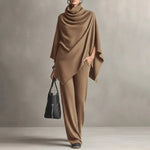Women's Cowl Neck Cape & Wide Leg Trouser Set