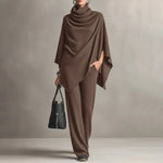 Women's Cowl Neck Cape & Wide Leg Trouser Set