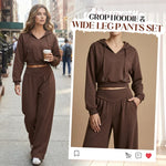 Women's Cropped Hoodie & Wide Leg Trouser Set