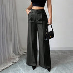 Women's Belted High-Waist Wide Leg Trousers