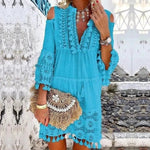 Women's Embroidered Relaxed Midi Dress