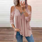 Women's Lace Cold Shoulder Zip Top