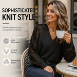 Women's Lace Detail V Neck Knit Top