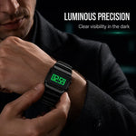 Men's Polished Digital Metal Watch