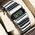 Men's Polished Digital Metal Watch