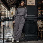 Women's High Neck Wide Leg Two Piece Set