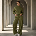 Women's High Neck Wide Leg Two Piece Set