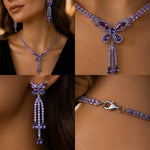 Women's Purple Butterfly Necklace & Earrings Set