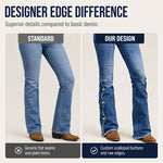 Women's Scallop Button Flare Jeans