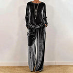 Women's Velvety Wide Leg Two Piece Set