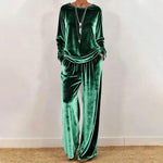Women's Velvety Wide Leg Two Piece Set
