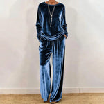 Women's Velvety Wide Leg Two Piece Set